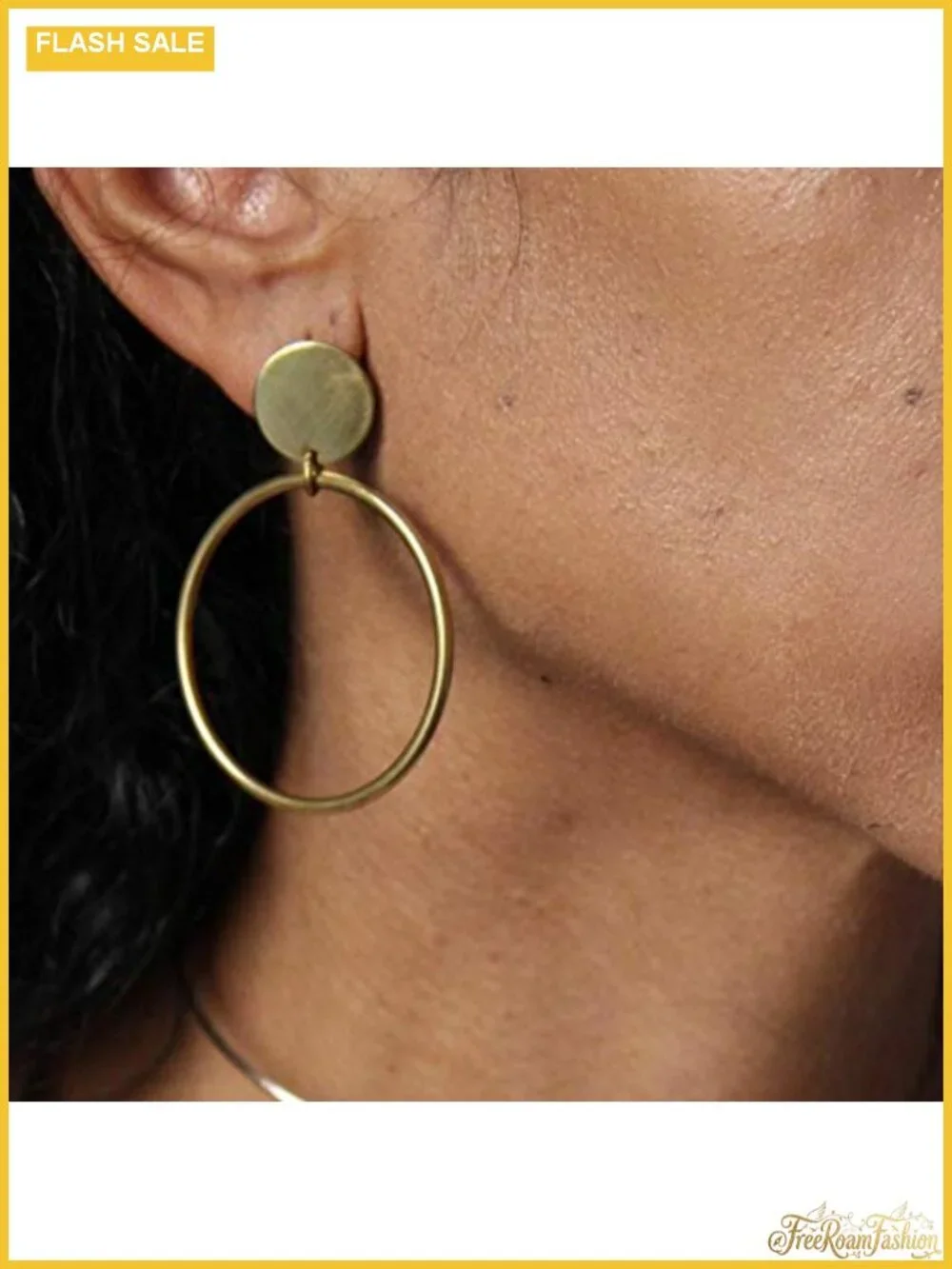 Matte Gold Hoop Earrings Art Deco Circle Stud Jewelry for Women